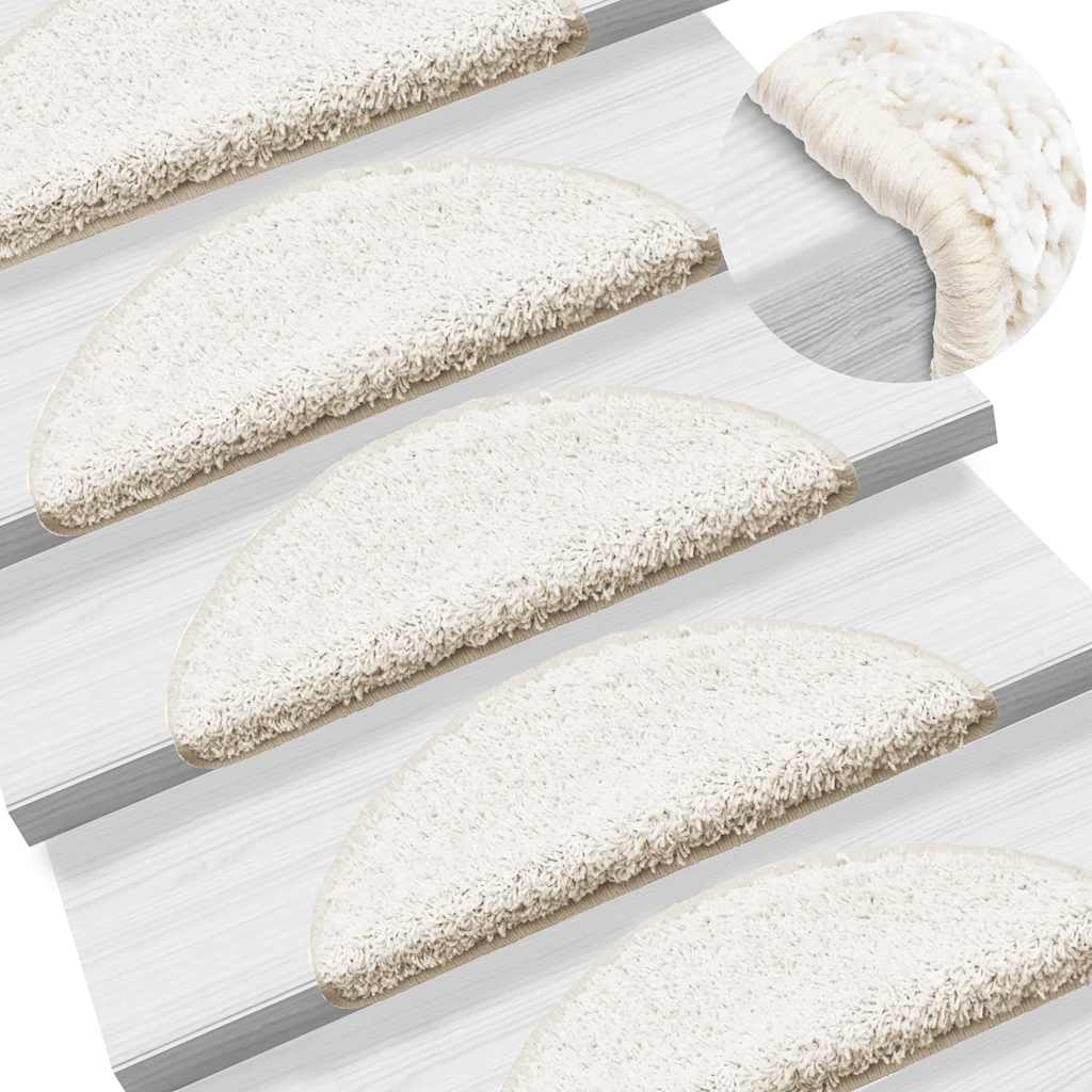 Prostirke za stepenice 15 kom 56x17x3 cm bijele poluokrugle