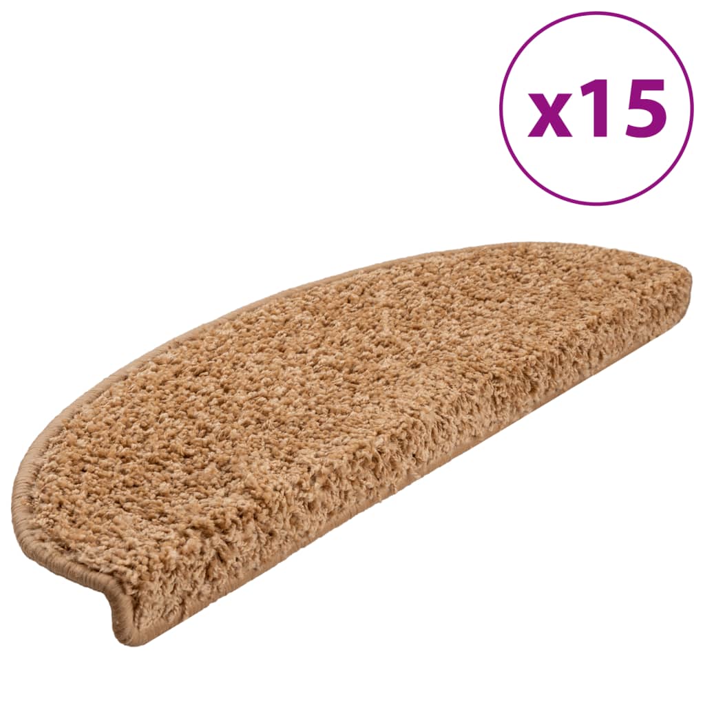 Prostirke za stepenice 15 kom 65x21x4 cm bež poluokrugle velike