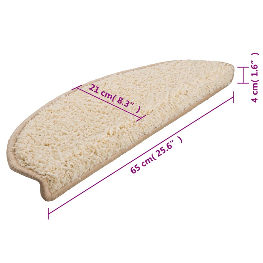 Prostirke za stepenice 15 kom 65x21x4 cm krem poluokrugle velike