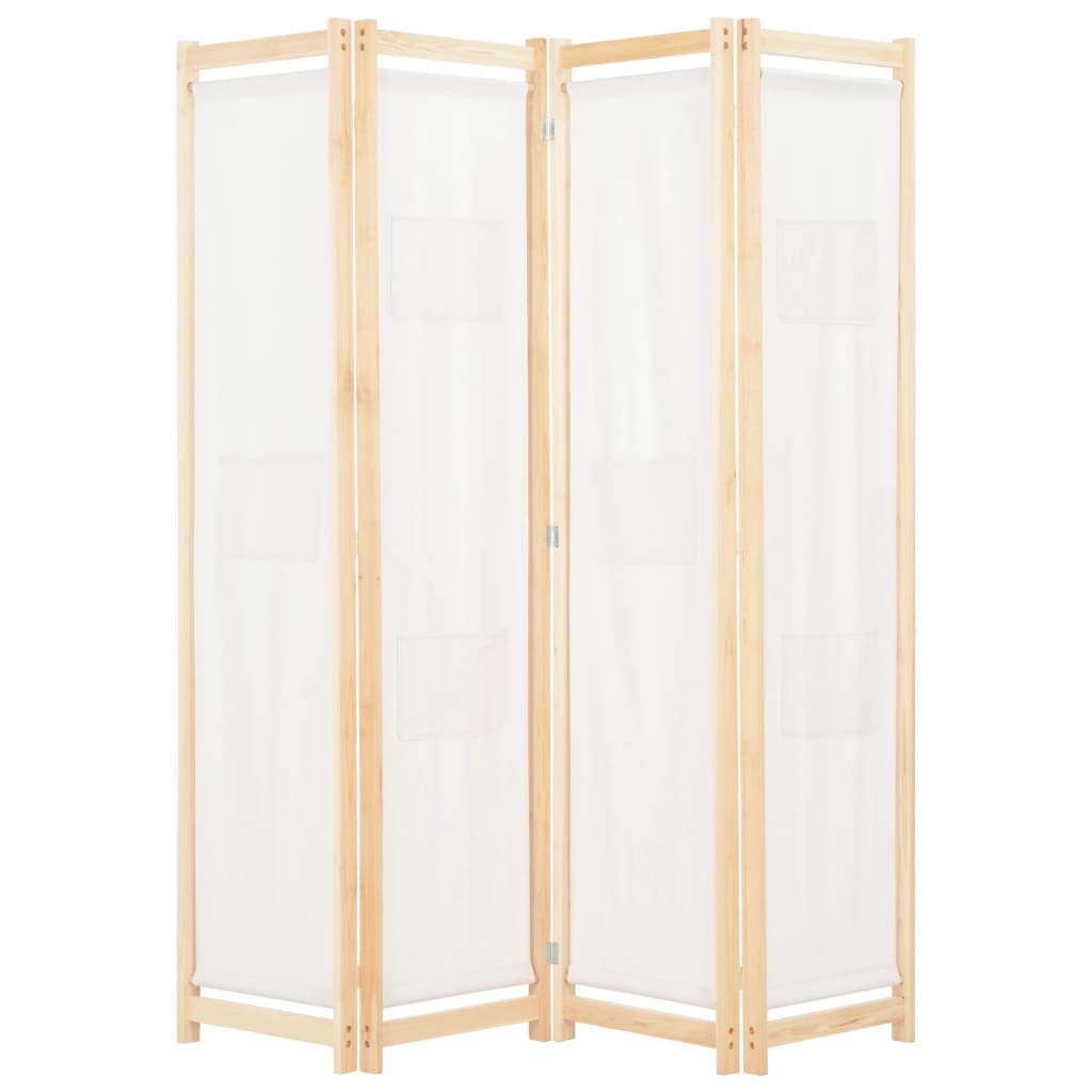 Sobna pregrada s 4 panela od tkanine 160 x 170 x 4 cm krem