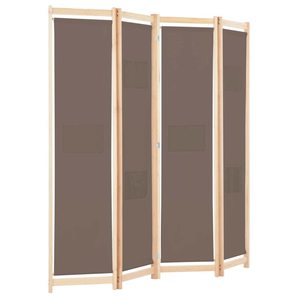 Sobna pregrada s 4 panela od tkanine 160 x 170 x 4 cm smeđa