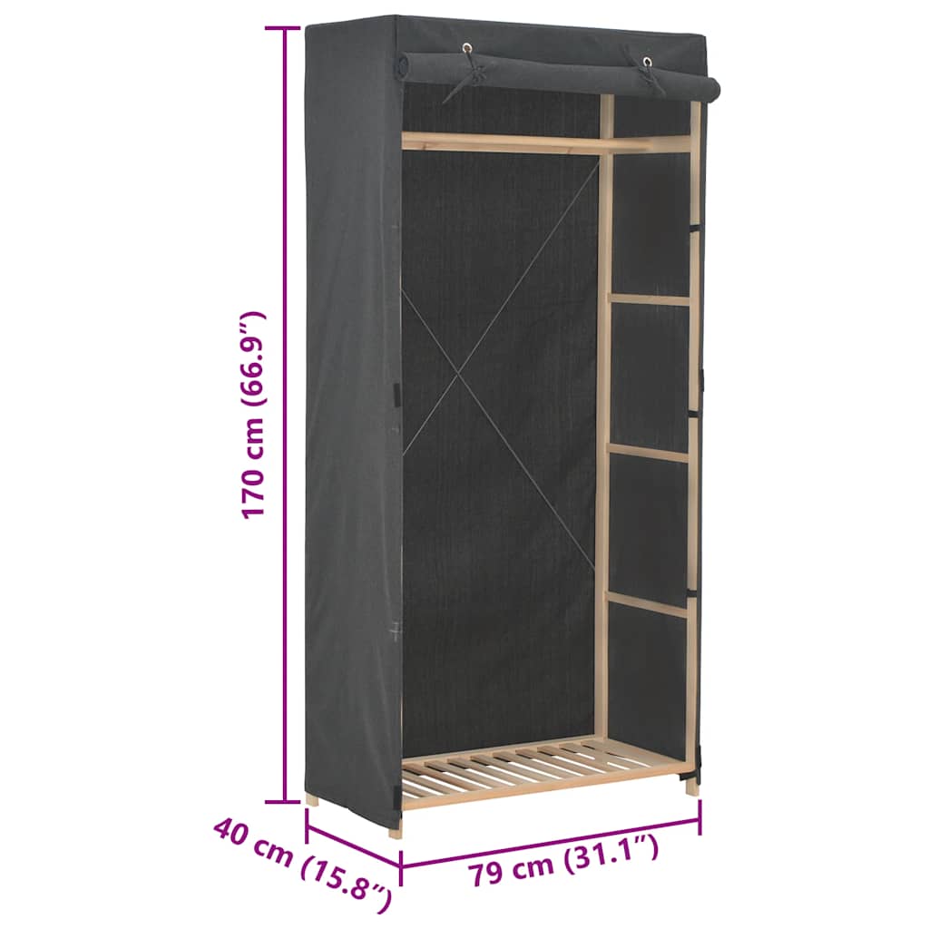 Ormar od tkanine sivi 79 x 40 x 170 cm