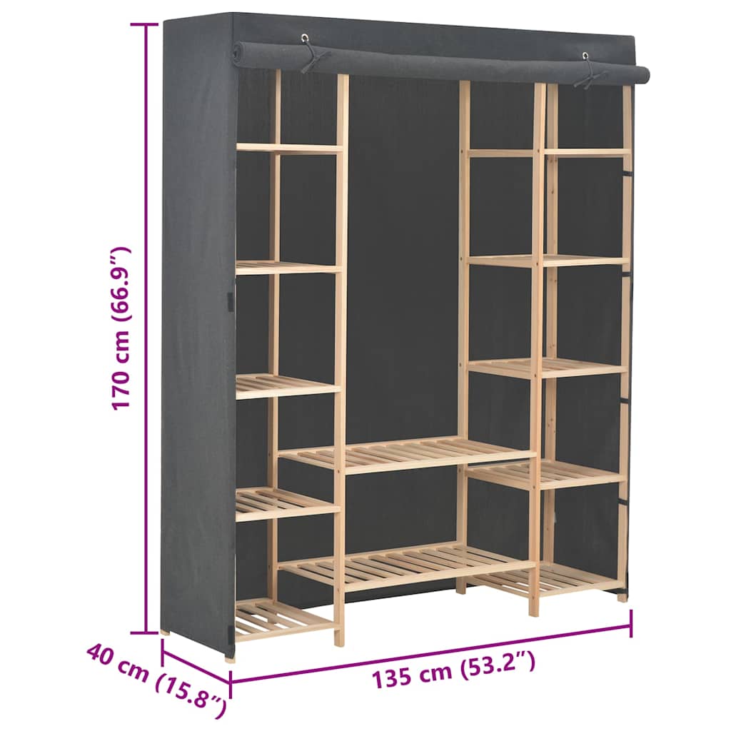Ormar od tkanine sivi 135 x 40 x 170 cm