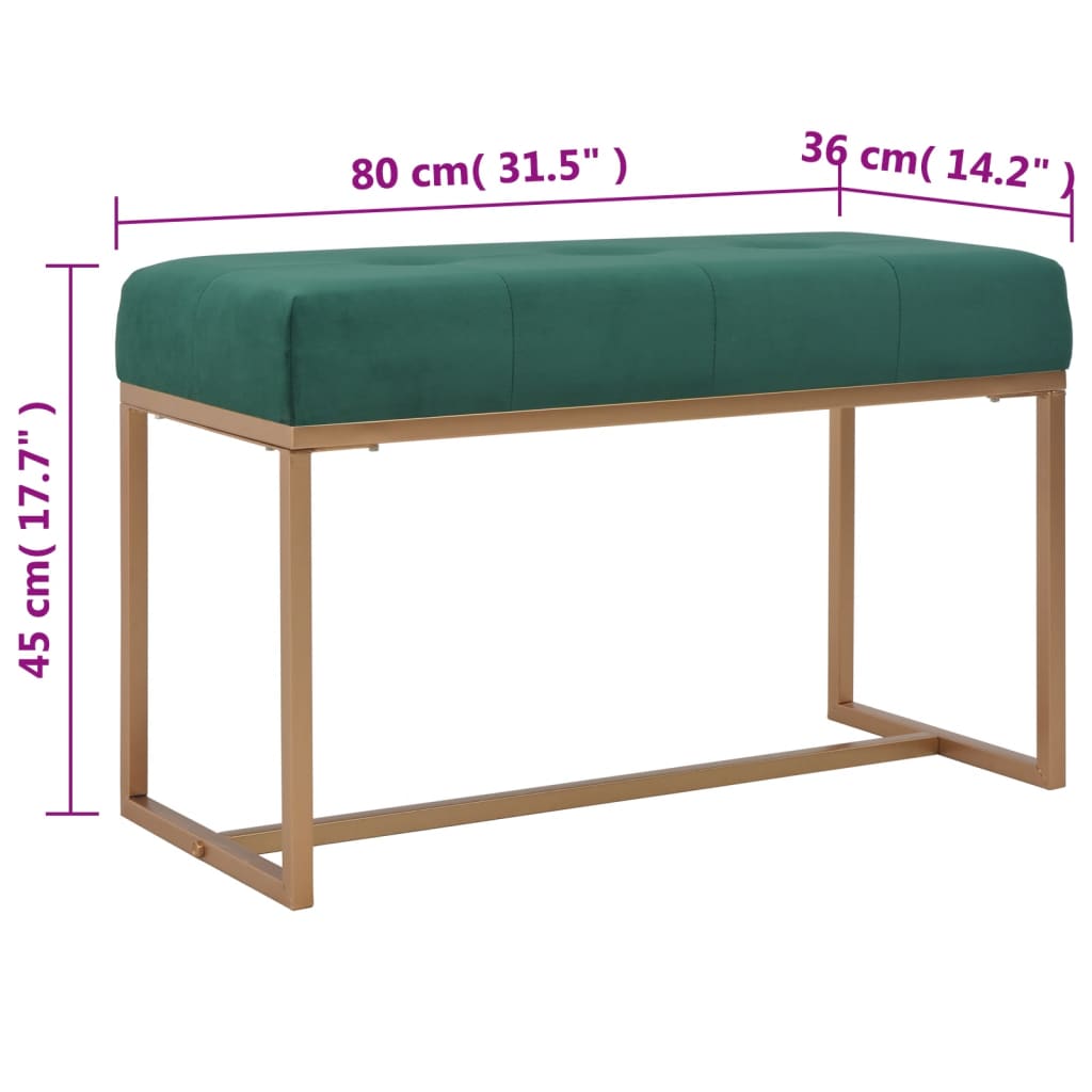 Klupa 80 cm zelena baršunasta