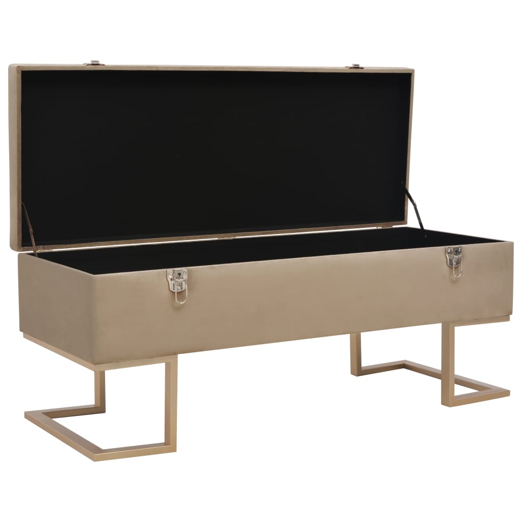 Klupa s pretincem za pohranu 105 cm bež baršunasta