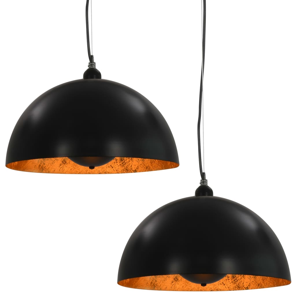 Stropne svjetiljke 2 kom crno-zlatne polukuglaste 40 cm E27