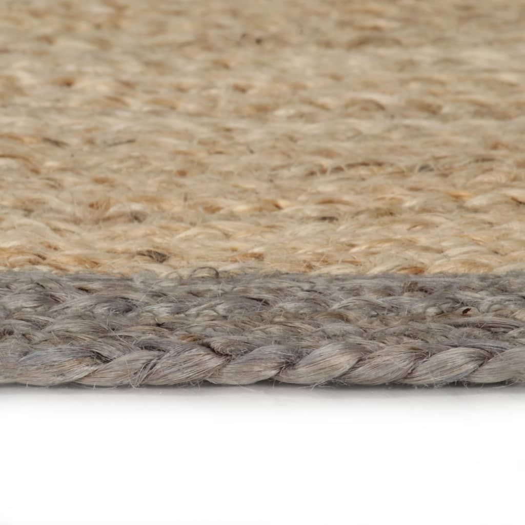 Ručno rađeni tepih od jute sa sivim rubom 90 cm
