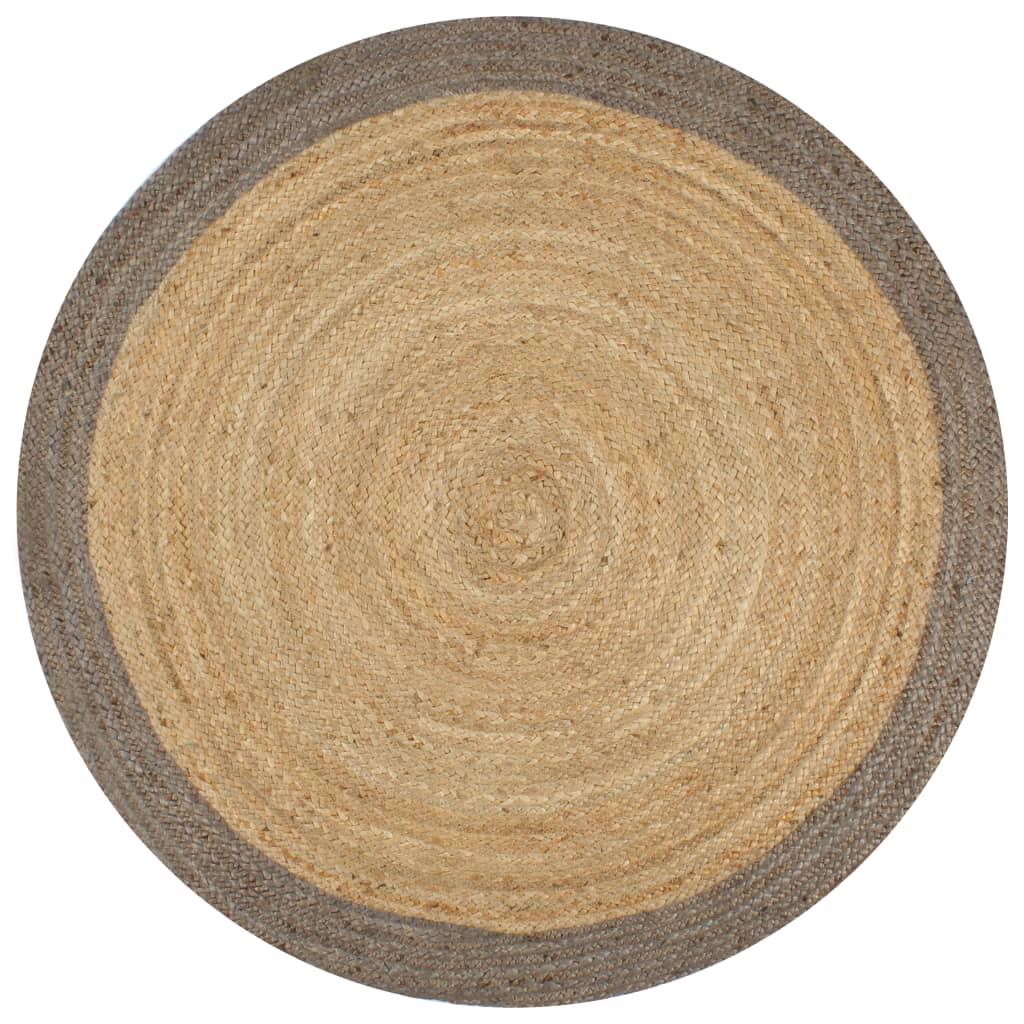 Ručno rađeni tepih od jute sa sivim rubom 120 cm