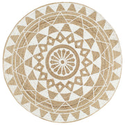 Ručno rađeni tepih od jute s bijelim uzorkom 120 cm