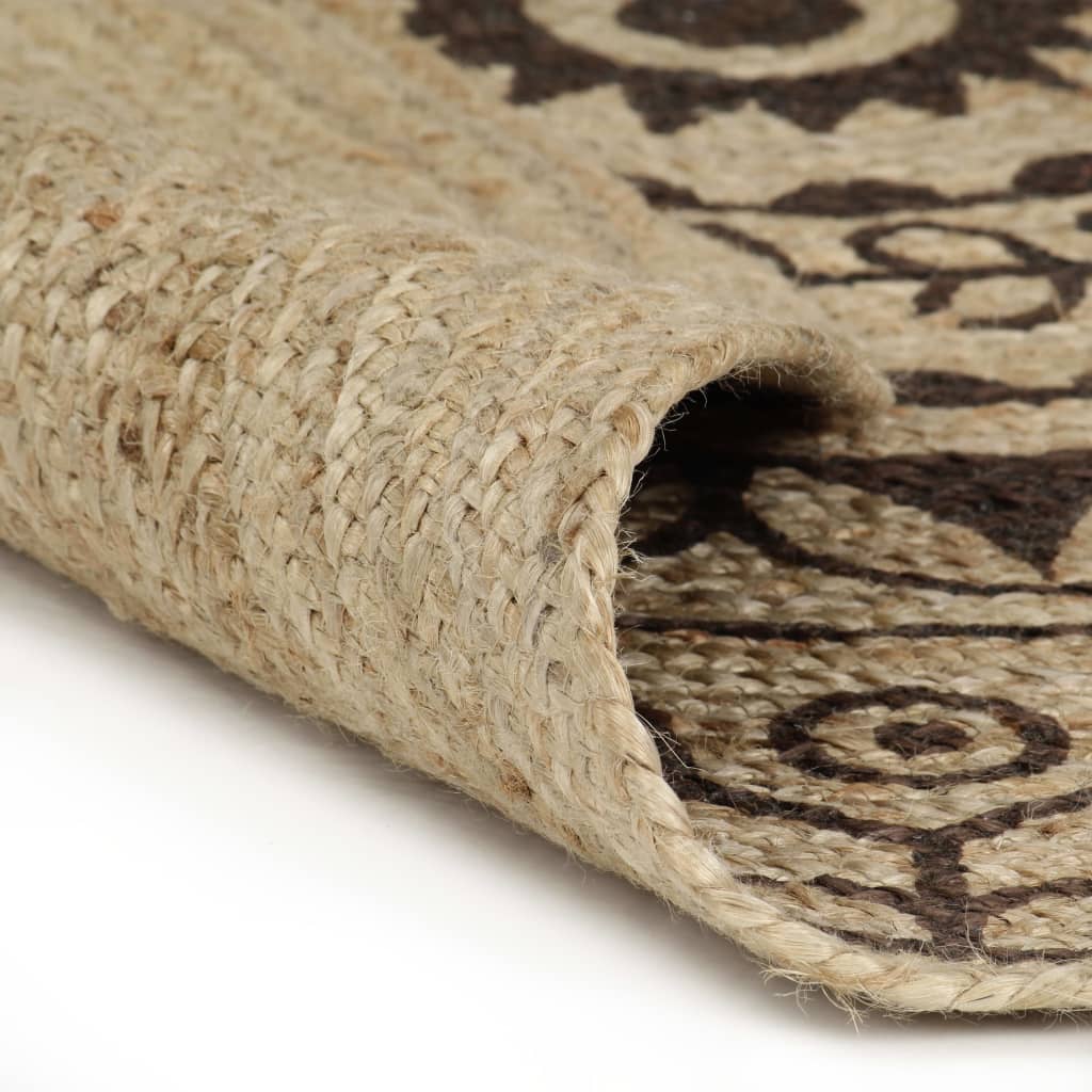 Ručno rađeni tepih od jute s tamnosmeđim uzorkom 120 cm