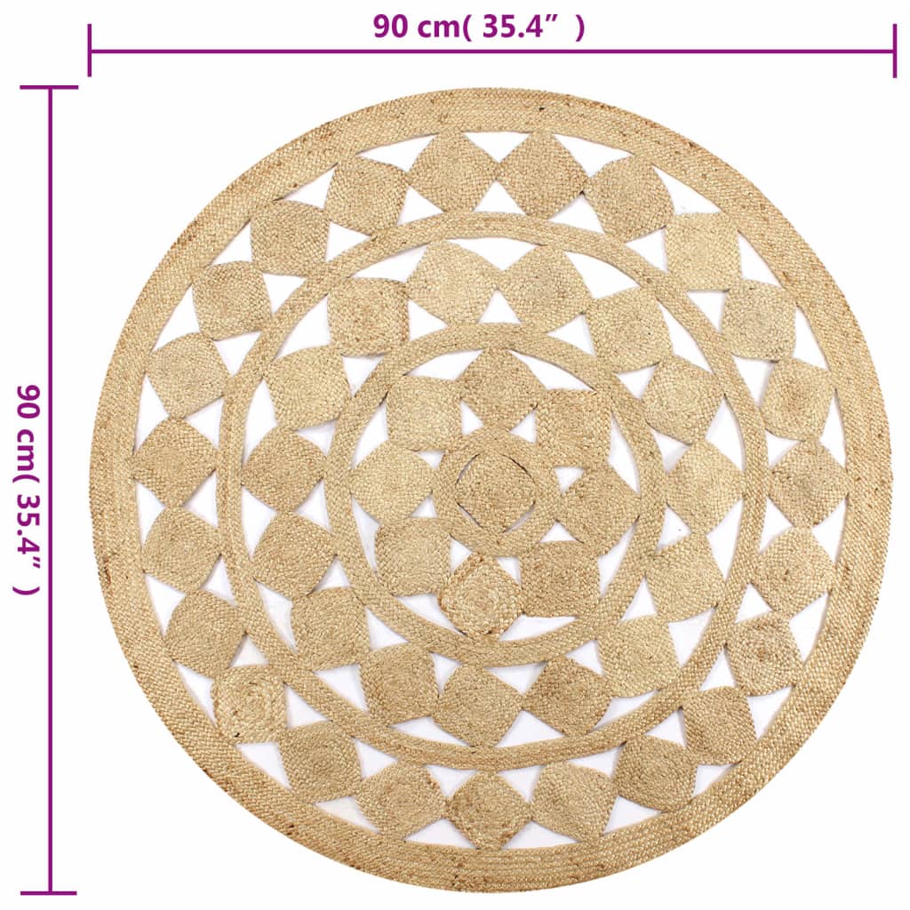 Ručno rađeni pleteni tepih od jute 90 cm