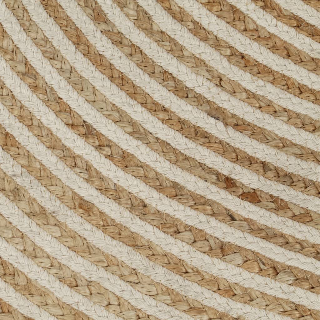 Ručno rađeni tepih od jute sa spiralnim uzorkom bijeli 120 cm