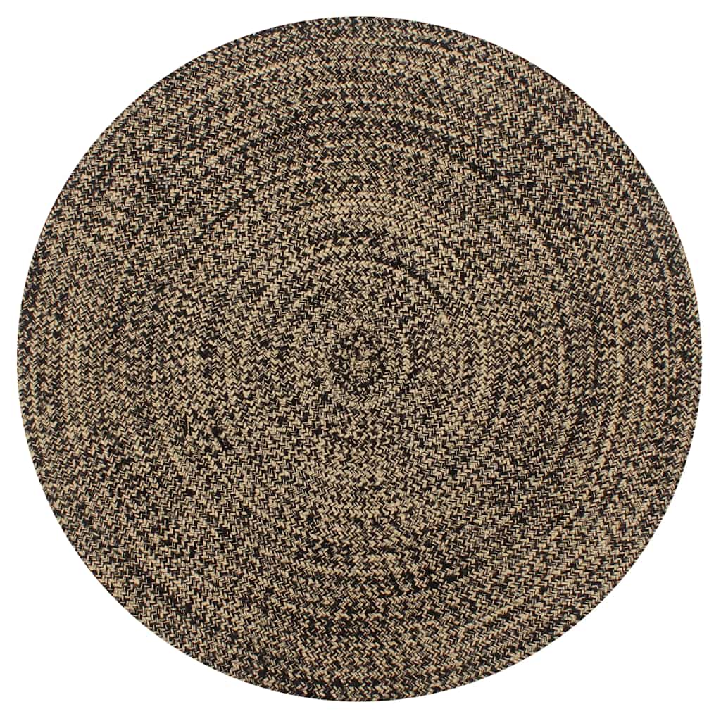 Ručno rađeni tepih od jute crne i prirodne boje 90 cm