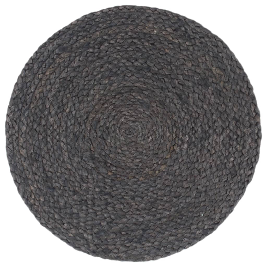 Podmetači 6 kom obični/tamnosivi 38 cm okrugli od jute