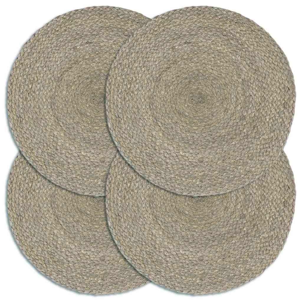 Podmetači 4 kom obični/sivi 38 cm okrugli od jute