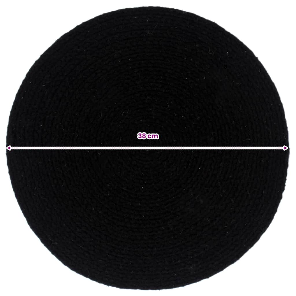 Podmetači 4 kom obični/crni 38 cm okrugli pamučni