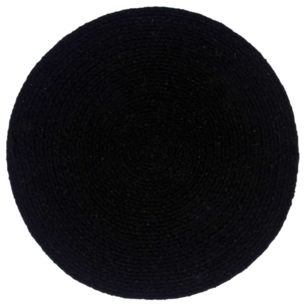 Podmetači 6 kom obični/crni 38 cm okrugli pamučni