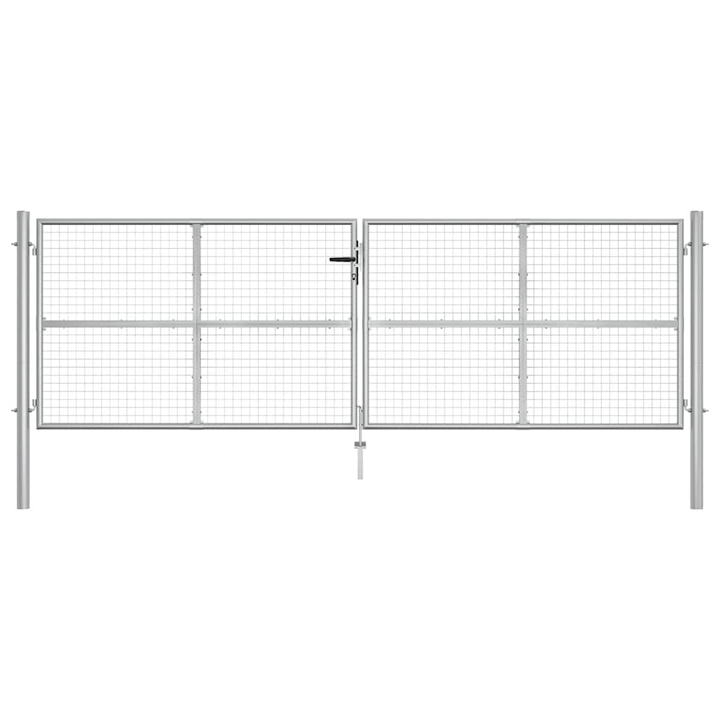 Vrtna vrata od pocinčanog čelika 400x125 cm srebrne boje