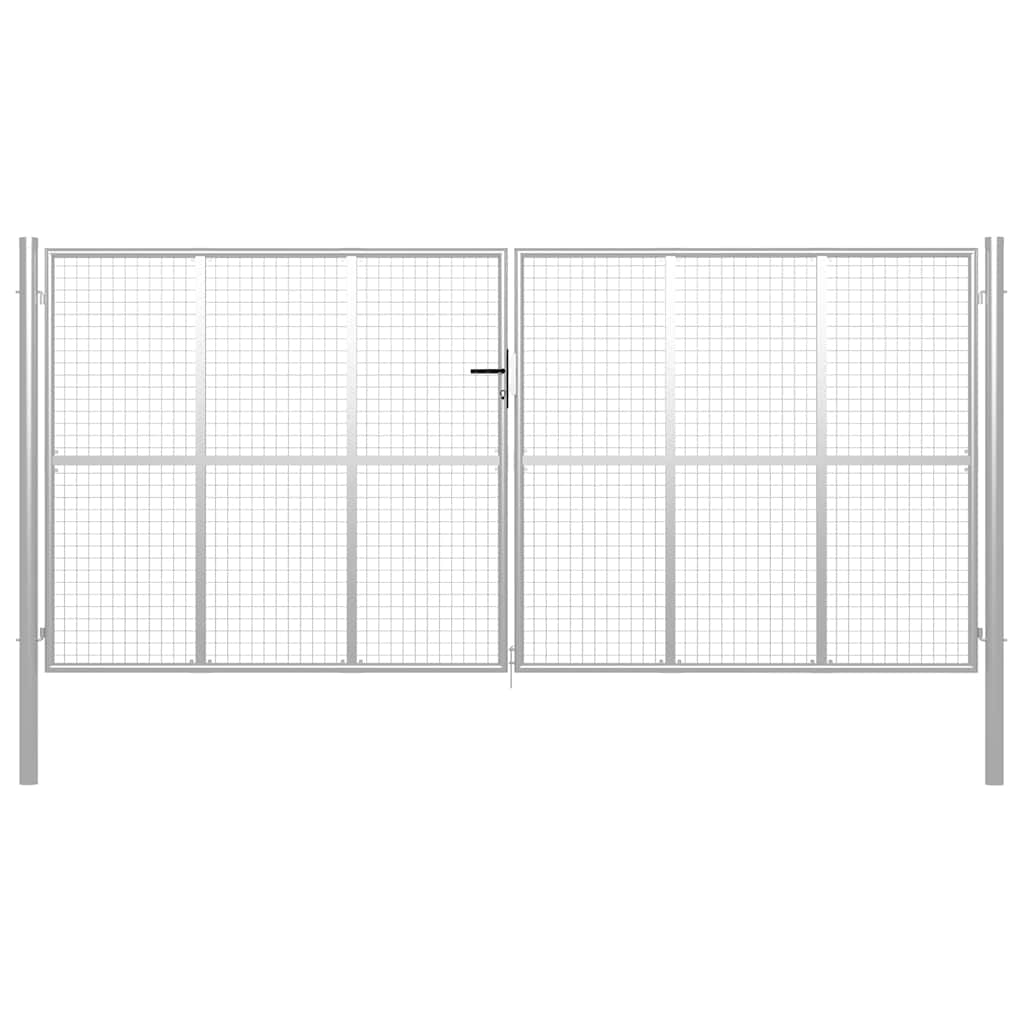 Vrtna vrata od pocinčanog čelika 400x175 cm srebrne boje