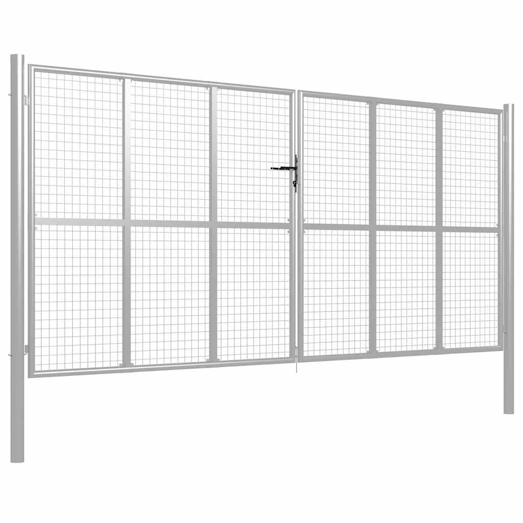 Vrtna vrata od pocinčanog čelika 400x175 cm srebrne boje