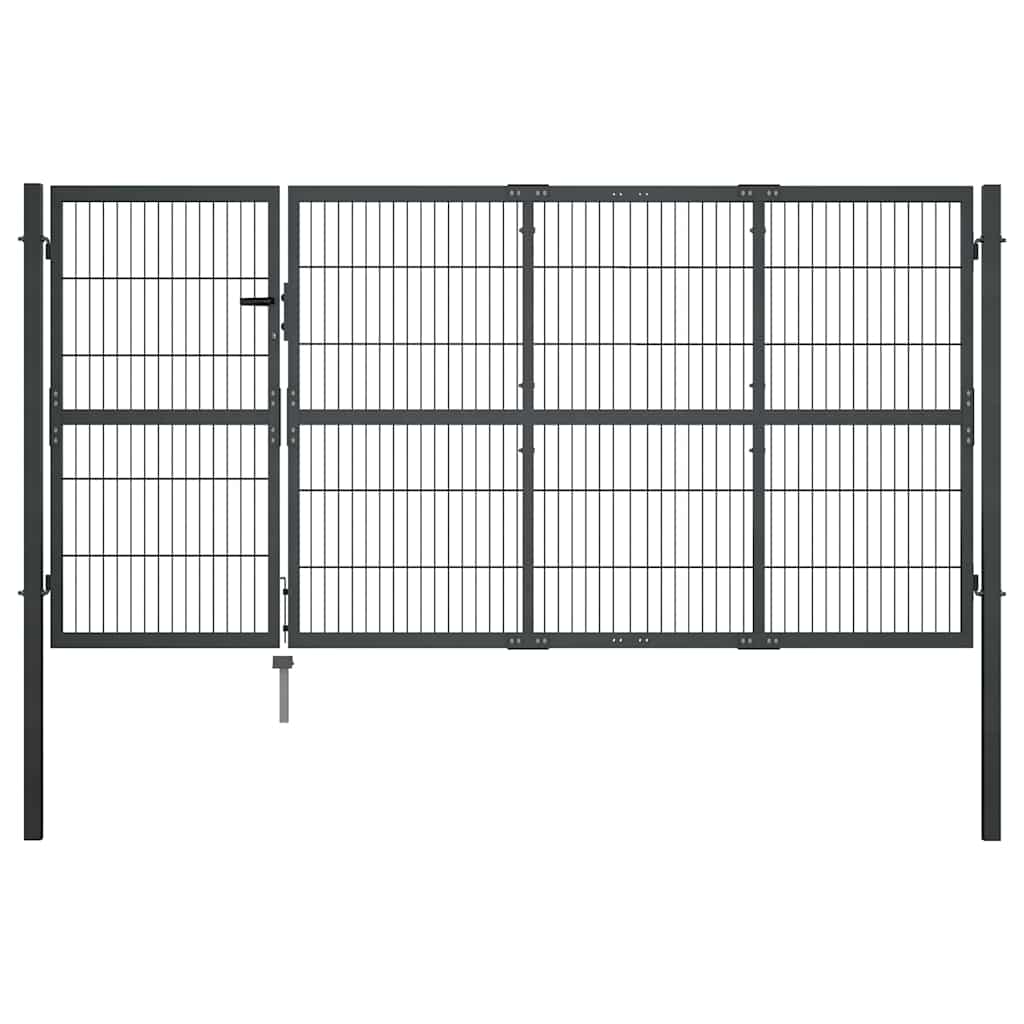 Vrtna vrata sa stupovima Čelik 350x120 cm Antracit
