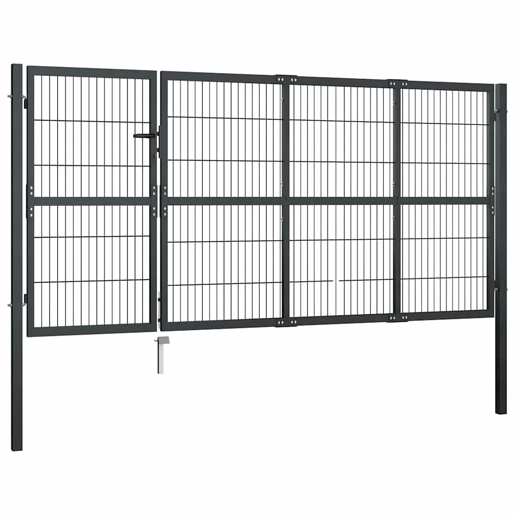Vrtna vrata sa stupovima Čelik 350x120 cm Antracit