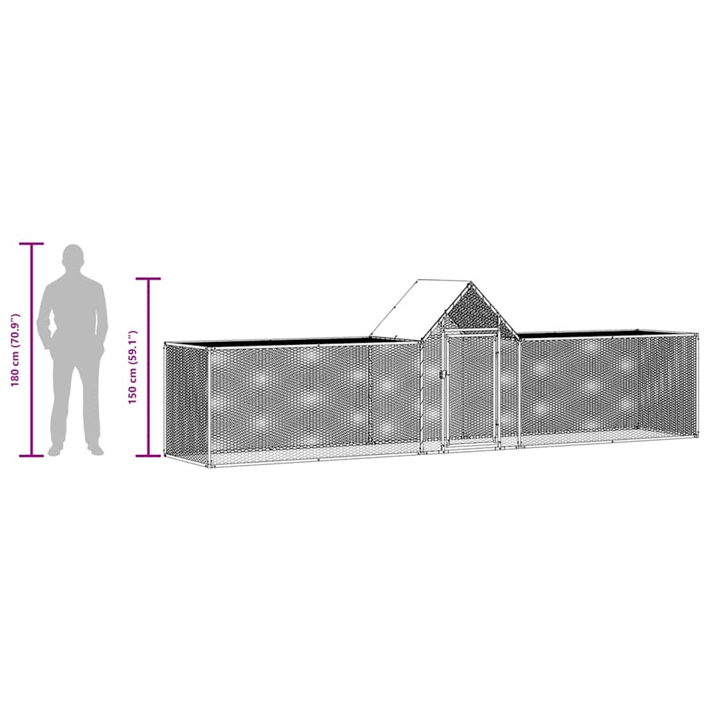 Kokošinjac od pocinčanog čelika 5 x 1 x 1,5 m