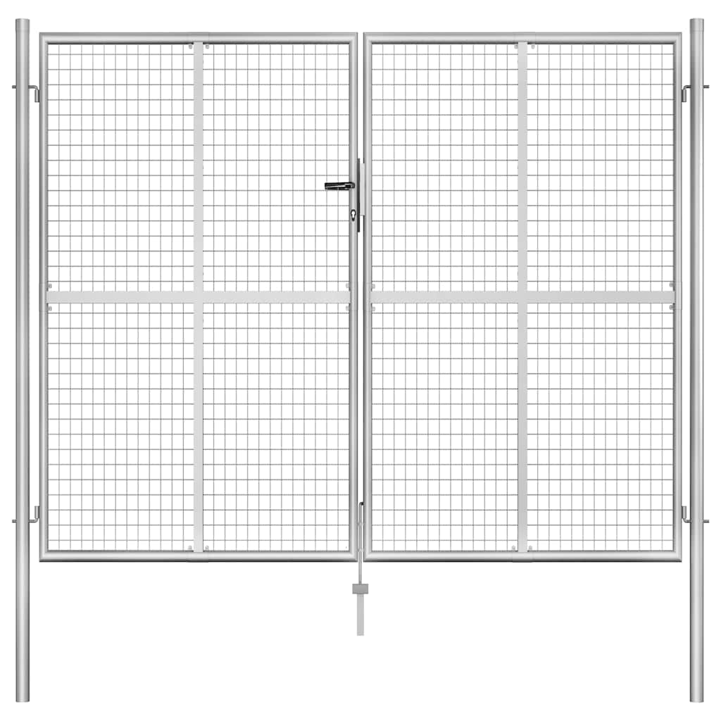 Vrtna vrata od pocinčanog čelika 300x200 cm srebrne boje