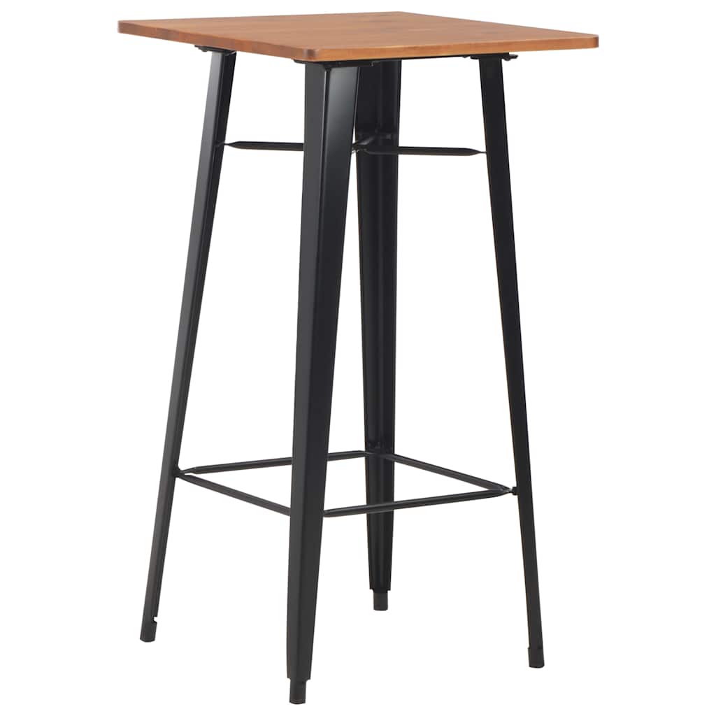 Barski stol crni 60 x 60 x 108 cm od masivne borovine i čelika