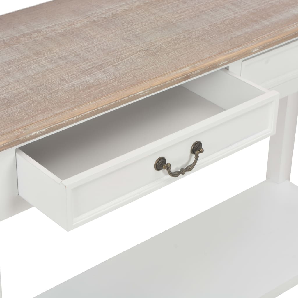 Konzolni stol bijeli 110 x 35 x 80 cm drveni