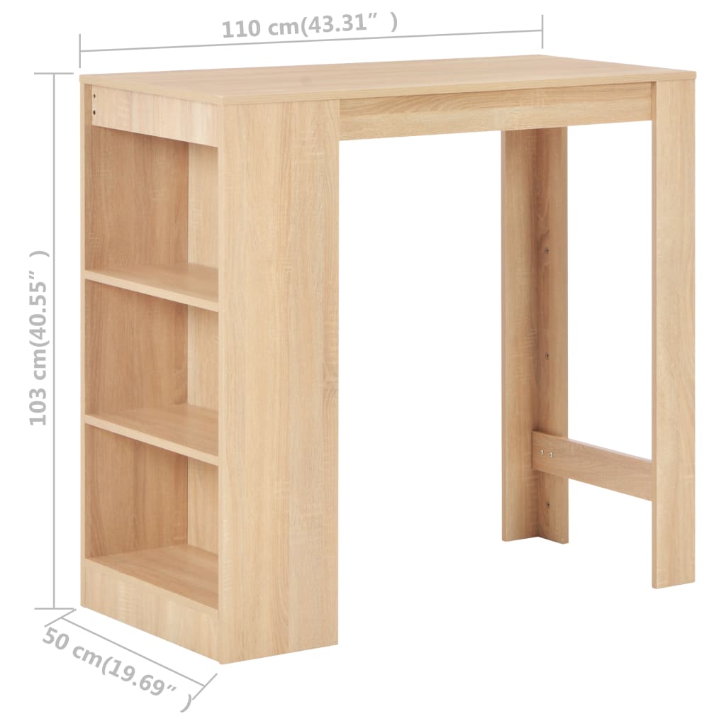 Barski stol s policom boja hrasta 110 x 50 x 103 cm