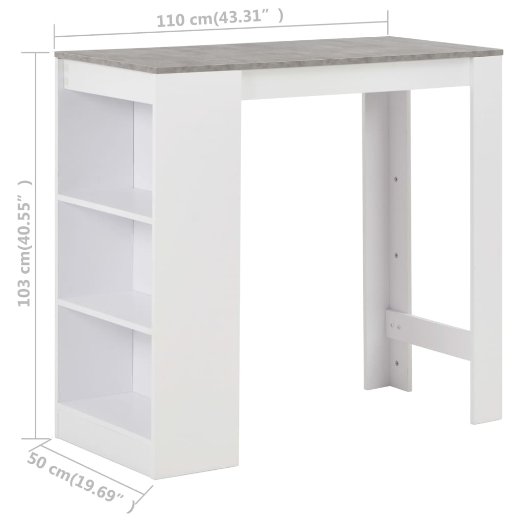 Barski stol s policom bijeli 110 x 50 x 103 cm