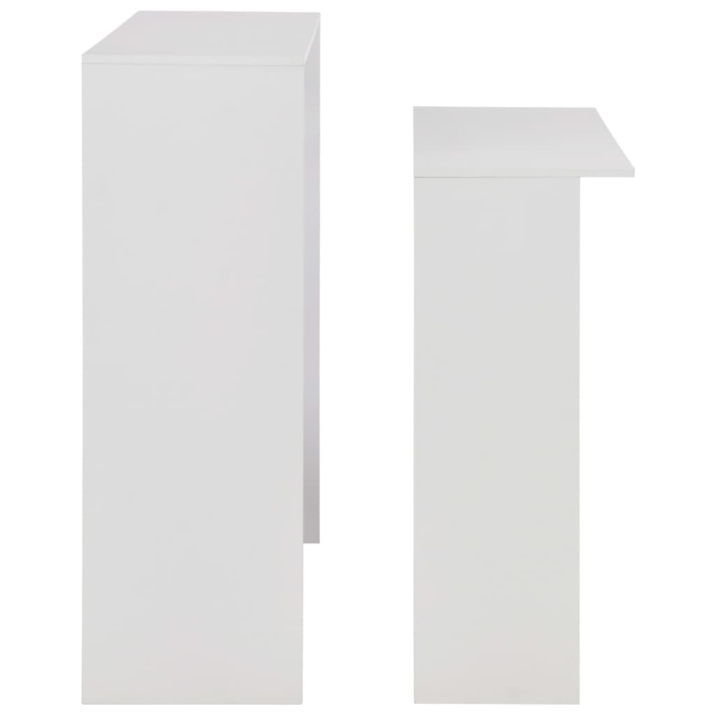 Barski stol s 2 stolne ploče bijeli 130 x 40 x 120 cm