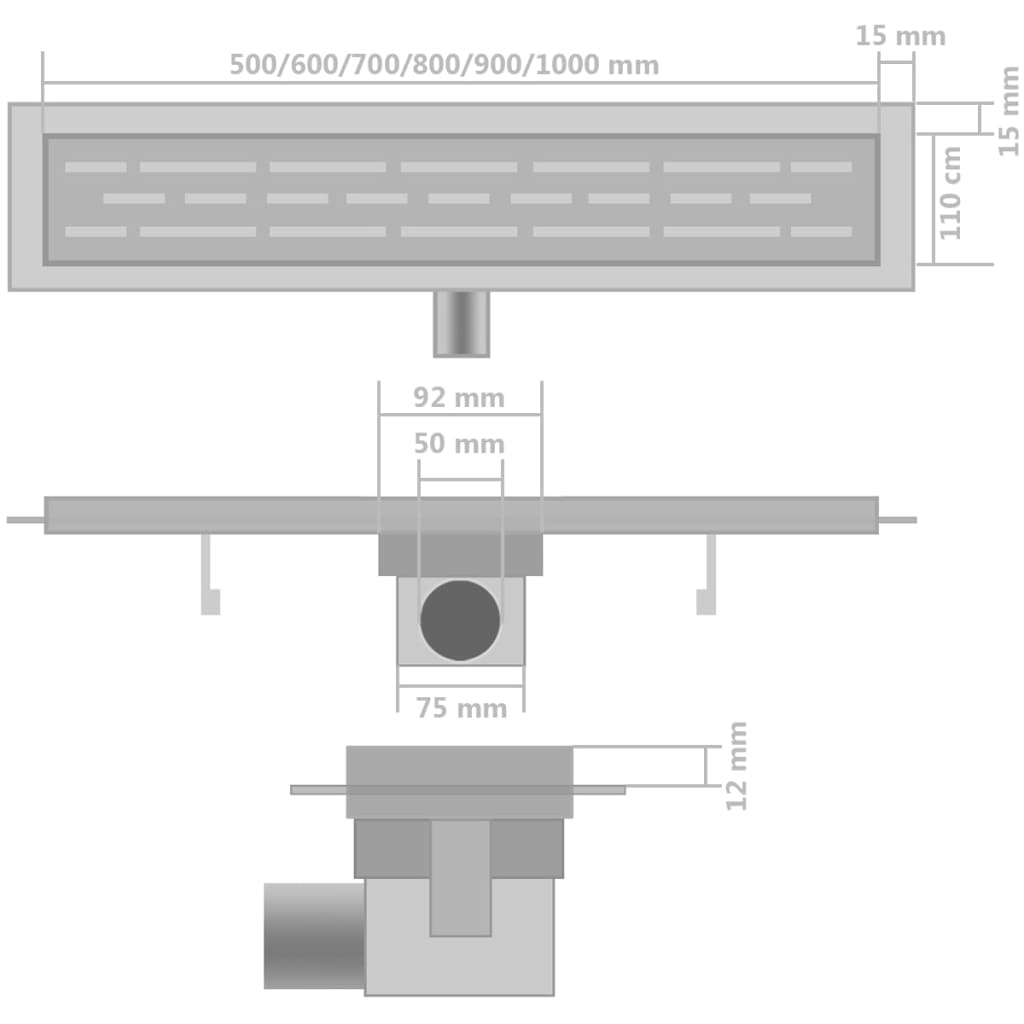 Linearni odvod za tuš 2 kom 530 x 140 mm od nehrđajućeg čelika