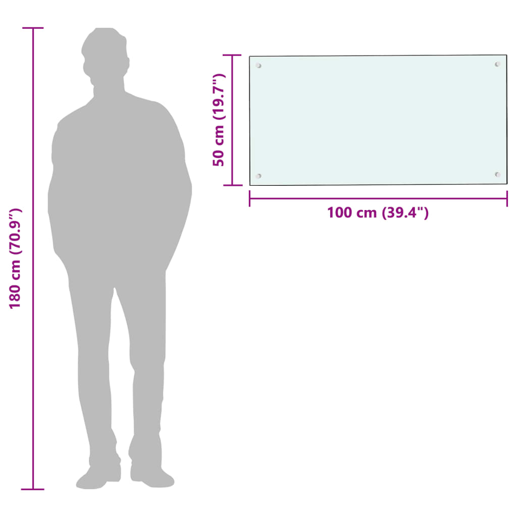 Kuhinjska zaštita od prskanja mliječna 100 x 50 cm kaljeno staklo