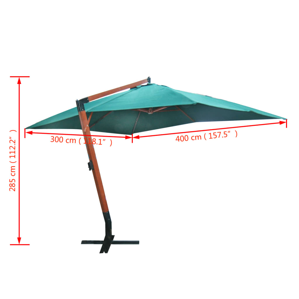 Konzolni suncobran Melia 300 x 400 zeleni