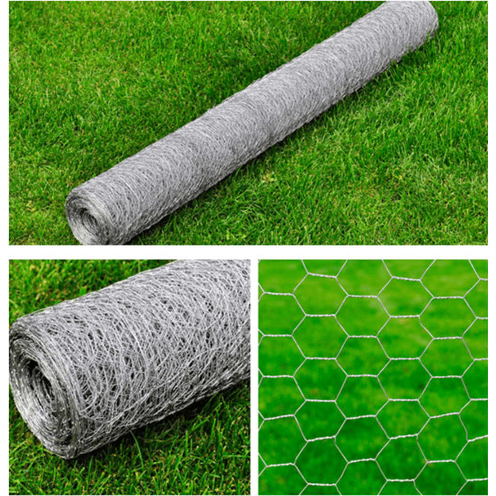Mrežasta ograda od pocinčanog čelika šesterokutna 1x25m srebrna