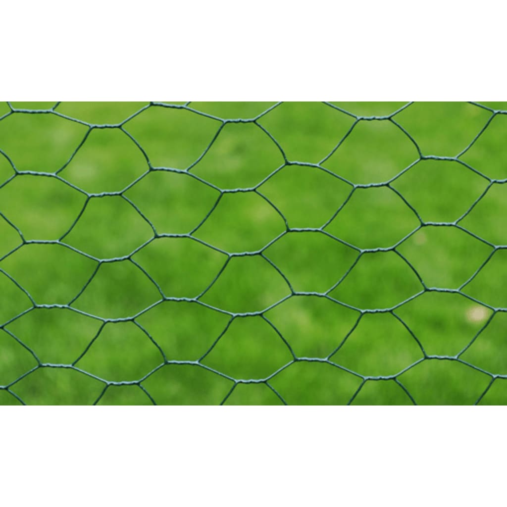 Žičana ograda za kokoši s PVC oblogom 25 x 0,5 m zelena