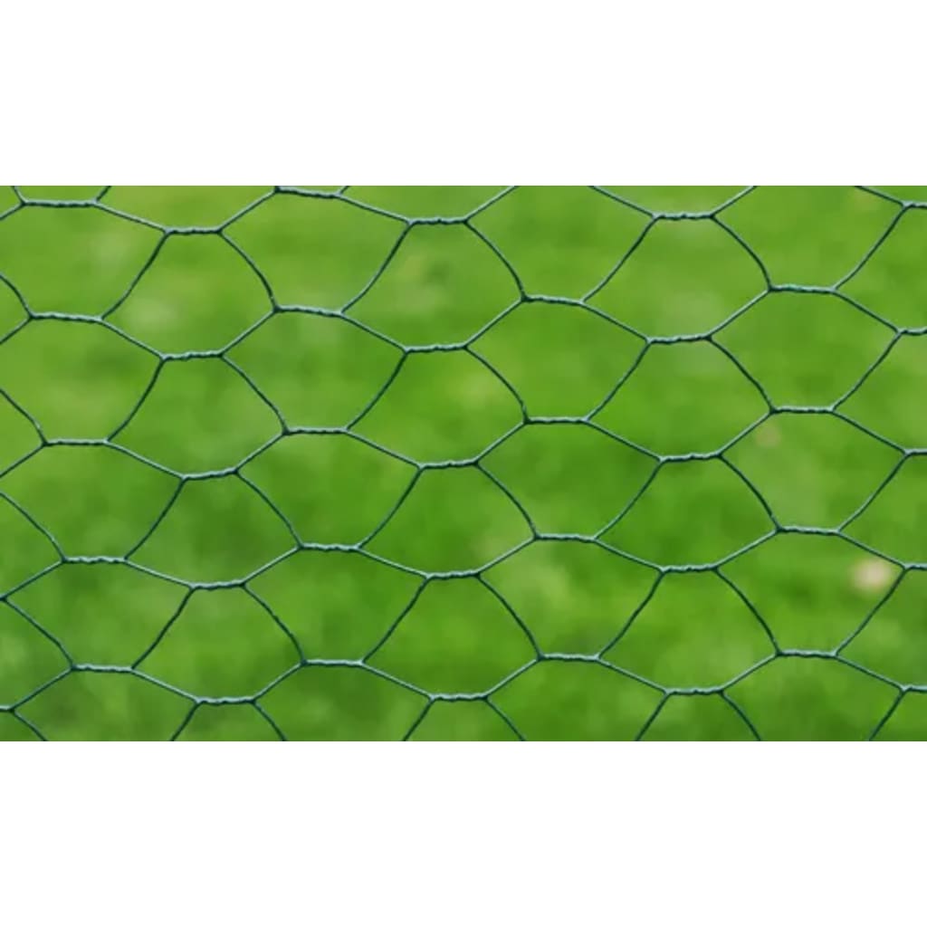 Žičana ograda za kokoši s PVC oblogom 25 x 0,5 m zelena