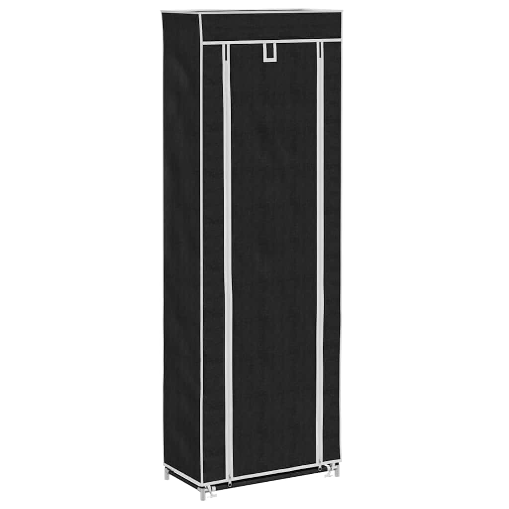 Ormarić za Cipele s Pokrovom od Tkanine 57 x 29 x 162 cm, Crni