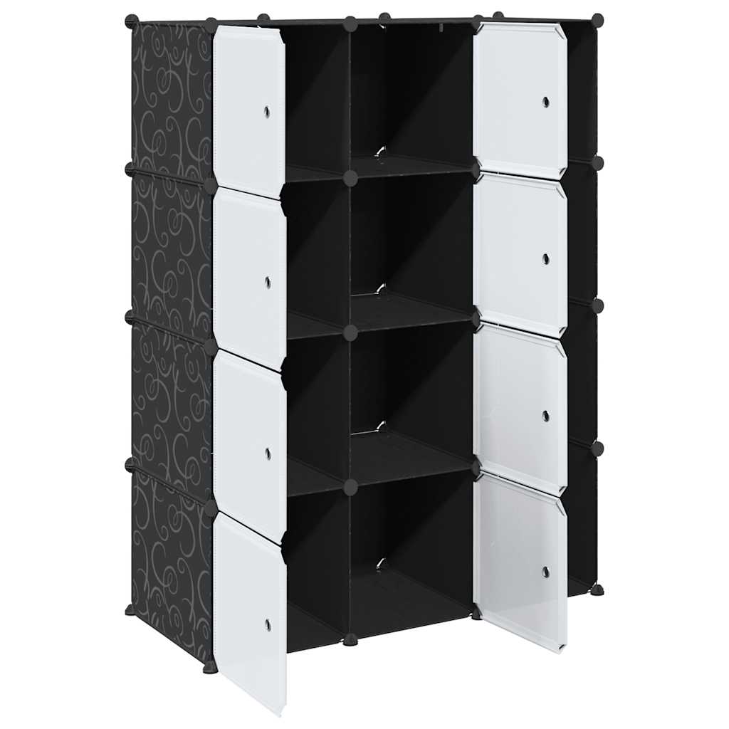 Modularni ormar s 9 odjeljaka 109x36,5x143 cm crno-bijeli