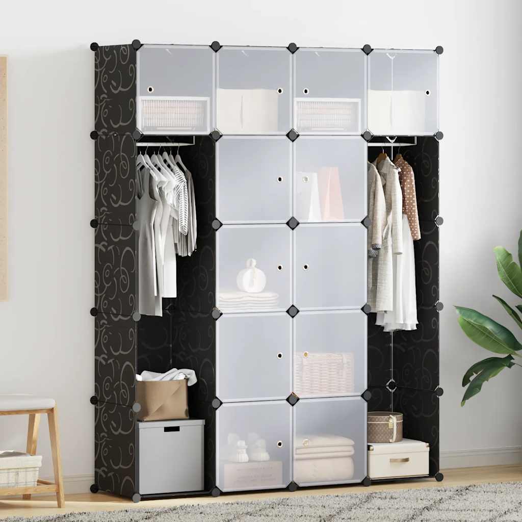 Modularni ormarić s 14 pretinaca crno-bijeli 37x146x180,5 cm