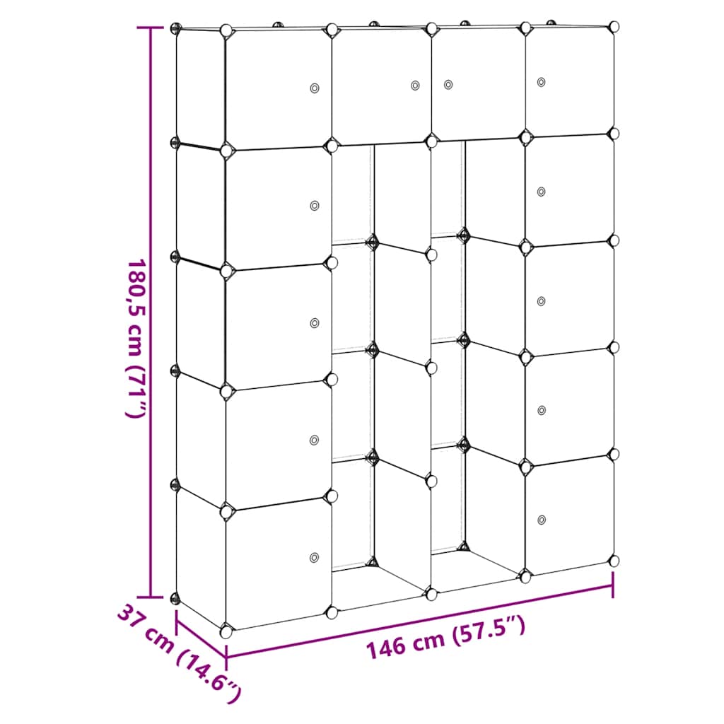 Modularni ormarić s 14 pretinaca bijeli 37 x 146 x 180,5 cm