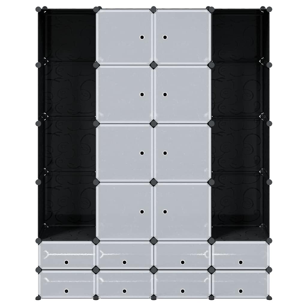 Modularni ormarić s 18 pretinaca crno-bijeli 37x146x180,5 cm