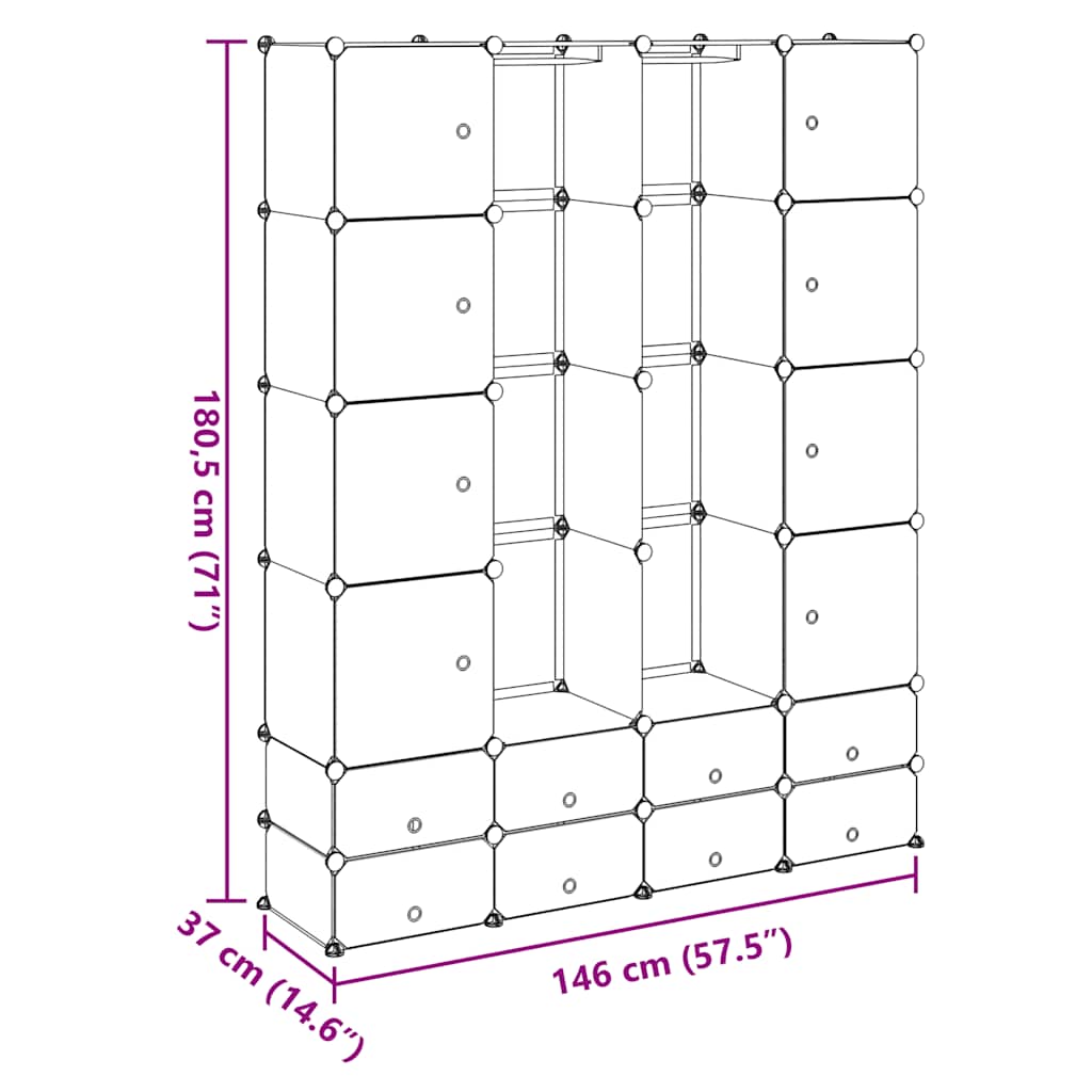 Modularni ormarić s 18 pretinaca bijeli 37 x 146 x 180,5 cm