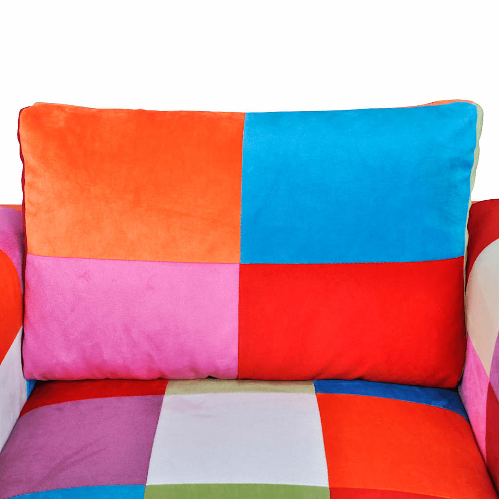 Kockasta Fotelja s Kromiranim Nogama Patchwork Dizajn Tkanina