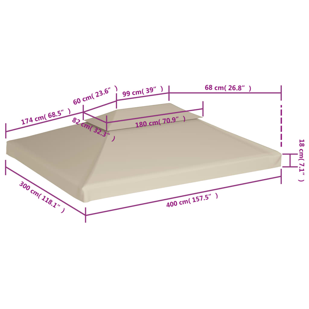 Zamjenski pokrov za sjenicu 310 g/m² bež 3 x 4 m