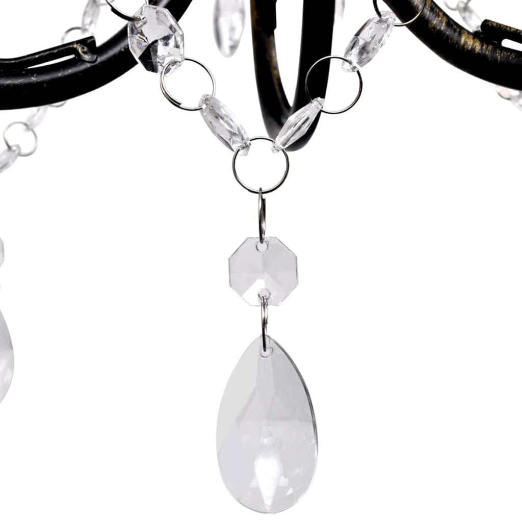 Luster s kristalnim perlama Art Noveau metalni crni 3X E14 svjetiljke