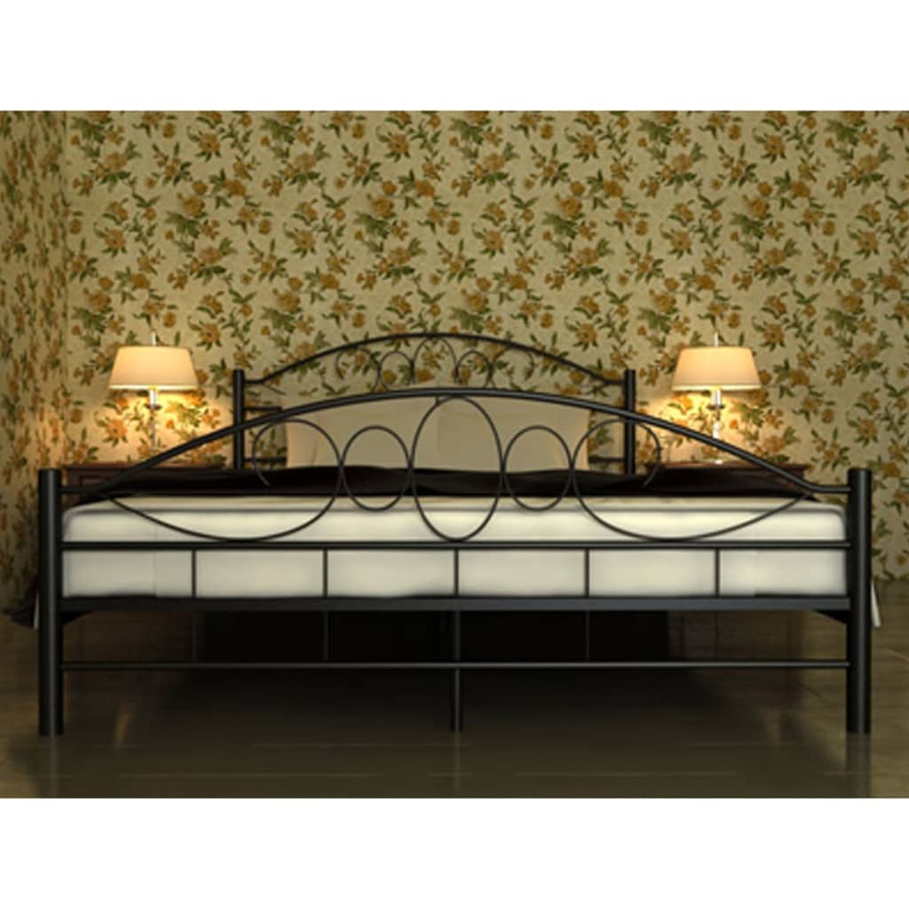 Krevet s madracem metalni crni 180 x 200 cm