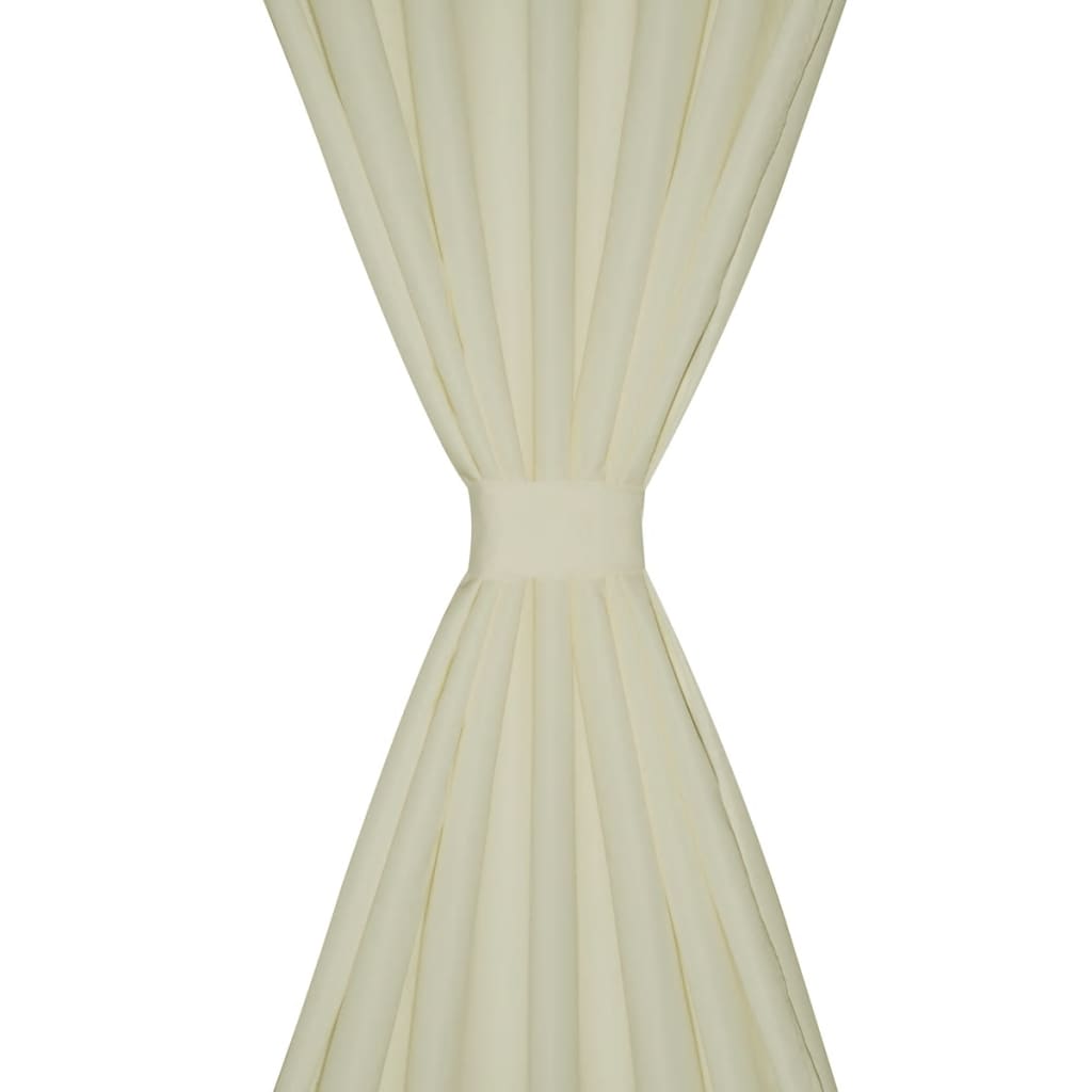 Mikro-satenska zavjesa s trakama 2 kom krem boje 140 x 245 cm